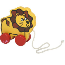 Animaux en bois pour animaux Pulling-along Lion